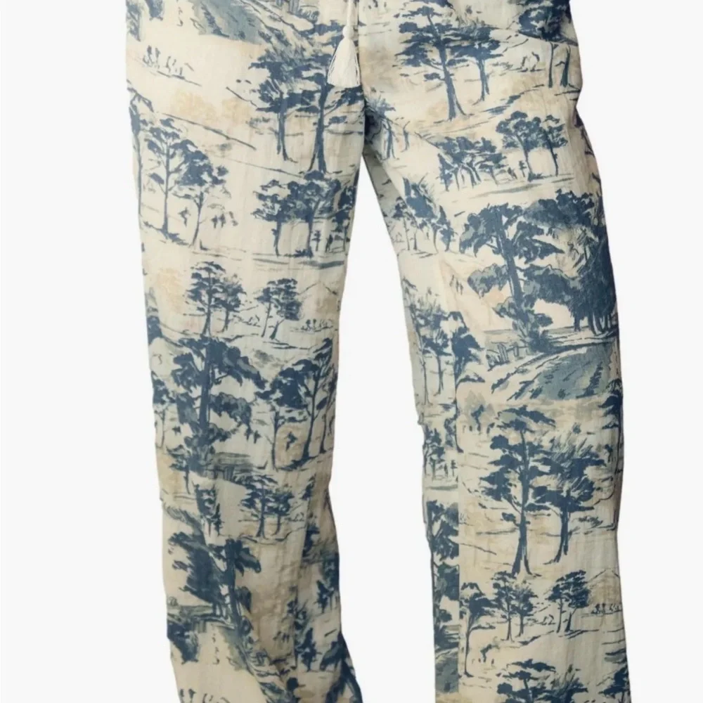 Soma Blue and Cream Wide Leg Pants